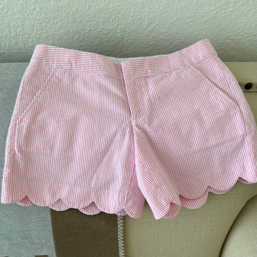 High Waist Pink Scalloped Hem Shorts